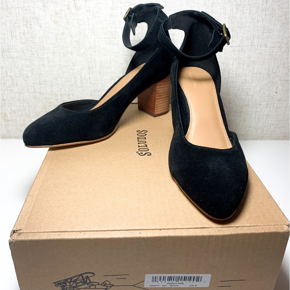 Soludos Gemma Heal | Women size 9 | Color: Black w/ wood block heel